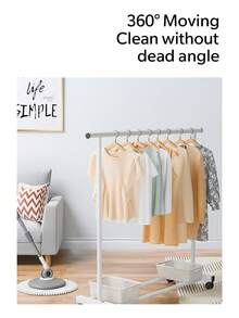 A Floor-Standing, Portable Clothes Rack With Wheels, Suitable For Home Use, Single Or Double Poles, For Drying Clothes And Hats, For Balconies, For Bedrooms, Simple Wrought Iron Clothing Storage Racks, For Clothing Stores, Roller Clothing Display Ra - Beige(182x120) - View 4