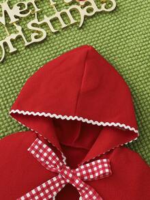 Young Girl Little Red Riding Hood Cloak Dress Set - Red - View 4