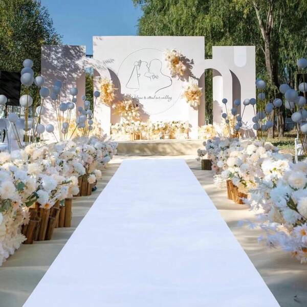 1pc White Carpet For Wedding Aisle Runner, Indoor And Outdoor, Party Decoration,Romantic White Carpet Wedding Aisle Runner White Red Aisle Runner Rug Party Banquet Indoor Outdoor Wedding Carpet Non-Slip Decor