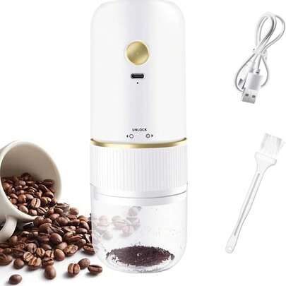 Tragbarer Kaffeemühle, Wiederaufladbare elektrische Kaffeebohnenmühle mit einstellbarer Körnung, kabelloser kleiner Espresso-Kaffeemühle für den Heimgebrauch, Reisen, Camping, Büro