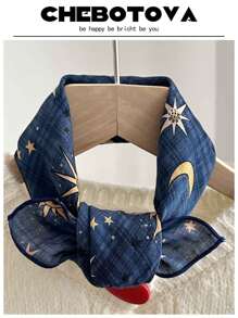 1条女士真丝围巾，小巧精致，碎花图案密集装饰，复古发带款式，适合搭配连衣裙