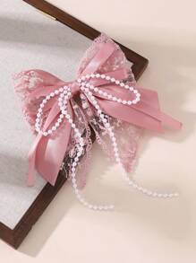 1pc Girl Lace Bow Pearl Hair Clip - Bow - View 16