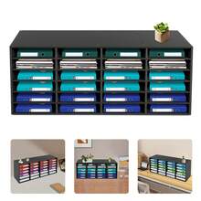 YUNRUX Office Document Organizer Desk Tray 24 Compartments Black Letter Tray - Multicolor - View 8