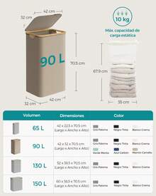 SONGMICS Laundry Baskets - 淺棕色 - 查看 7