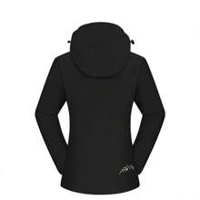 1set Women's Outdoor Sports Mountaineering Skiing Hiking Camping Windproof Waterproof Thermal Lined 3-In-1 Jacket With Softsthell Jacket, Black
