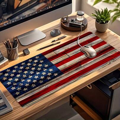 1PC 11.8*31.5 Inches American Flag Pattern,Multi-Functional And Practical Design For Gaming, Office And Travel, Gaming Mouse Pad, ESports Keyboard Pad, Non-Slip Rubber, Holiday Gift For Friends And Family.