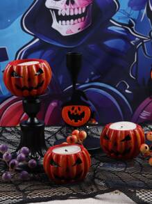 1Pc/1Set Pumpkin Candlestick Desktop Decorative Item, Scented Candle Stand Gift, Halloween Present, Pumpkin Ornaments, Halloween Atmosphere Decoration Props, Desktop Decorations, Halloween Party Decorations, Thanksgiving Candlestick Party, Pumpkin Ornaments, Witch Hat Pumpkin Decorations, Home Decor Halloween Decor Room Decor