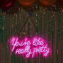 You're Like Really Pretty Neon Signs For Wall Decor, Pink Led Sign, Letter Neon Light Sign With USB Powered For Girls Room, Wedding, Engagement Party, Livingroom Beauty Shop Decoration Romantic Neon Light - 粉色 - 查看 4