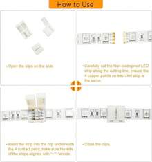 10 Pcs 4 Pin RGB LED Light Strip Connector 10mm Strip To Strip Solderless Connector For SMD 5050 Multicolor LED Strip