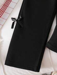 Toddler Heart Print Warm Crew Neck Sweatshirt And Pants Set