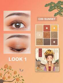 CATKIN 9-Color Eyeshadow Palette - Sunset, Matte And Shimmer Eyeshadows With High Color Payoff - C09 Sunset - View 9