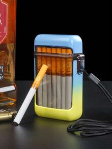1pc Customized Sealed Waterproof Transparent Hanging Cord Cigarette Case, Holds 20 Cigarettes, Fashionable Ombre Color - Multicolor - View 4
