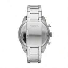 Fossil Reloj cronógrafo de acero inoxidable con esfera negra, correa blanca y tres discos, estilo de negocios y moda, adecuado para uso diario. FS5710