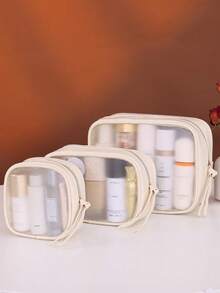 高级哑光半透明化妆包，化妆品收纳袋，旅行洗漱包，大容量便携化妆包，房间装饰，包袋，化妆包，梳妆台，旅行，化妆包，旅行必备，收纳，储物，旅行必备，化妆品收纳包，化妆包，洗漱包，桌面收纳包，化妆包，化妆袋，化妆品收纳包，梳妆台配件，化妆袋，化妆包，收纳袋，化妆袋，旅行必备 - 彩色 - 查看 3