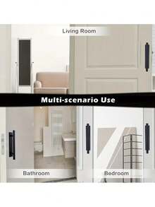 4个不锈钢自粘式橱柜把手，无需钻孔，抽屉拉手，推拉式门把手，易于安装和拆卸，适用于卧室橱柜、衣柜、浴室、门锁、门把手、厨房、浴室 - 彩色 - 查看 9