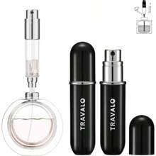 NEW CLASSIC Refillable Perfume Atomizer, Bottom Filling Fragrances Perfume Bottle, Mini Cologne Dispenser, Travel Sized(BLACK)