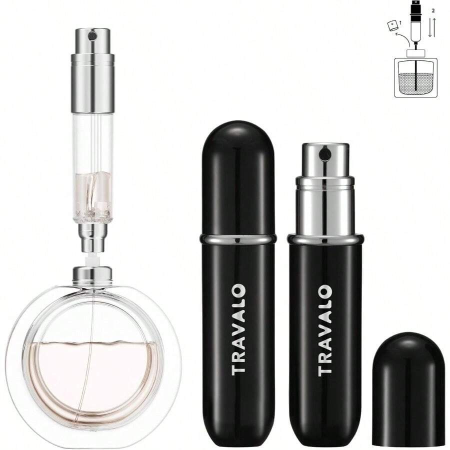 NEW CLASSIC Refillable Perfume Atomizer, Bottom Filling Fragrances Perfume Bottle, Mini Cologne Dispenser, Travel Sized(BLACK)