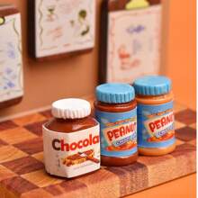 Mini Chocolate Peanut Butter Jar Playset, DIY Jewelry Resin Accessories, Car Decor, Dollhouse Miniatures, Blind Bag Decor, Desktop Ornaments, Dollhouse Accessories, Christmas Gift, Halloween Gift - Multicolor - View 9