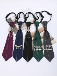 1 件女士优雅 DIY 仿珍珠锚配饰，手工领带时尚百搭，适合日常外出和派对搭配 - E - 查看 1