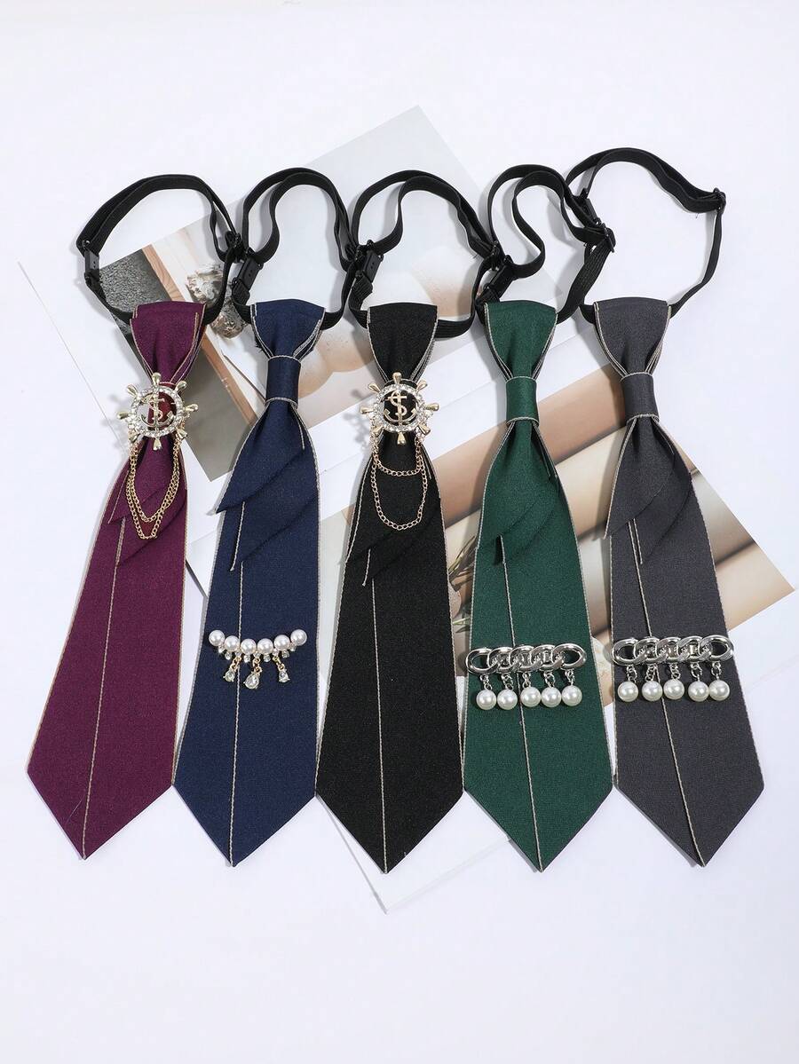 1 件女士优雅 DIY 仿珍珠锚配饰,手工领带时尚百搭,适合日常外出和派对搭配 - E - 查看 1