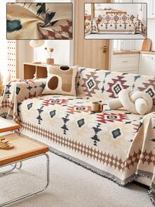 1 chiếc chăn sofa phong cách Bohemian - Phù hợp cho mọi mùa, an toàn cho thú cưng, chăn phủ bụi sofa có tua rua - Dùng cho phòng khách, nhà bếp - Có thể giặt máy, chăn sofa - Đỏ - Xem 9