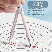 3pcs M&G Precision Circle Drawing Tool With Built-In Pencil, Student Drawing Set (Circle Compass + Eraser + Lead), Metal Drafting Tools, Suitable For Students And Professionals, Portable School & Office Stationery - Multicolor - View 2