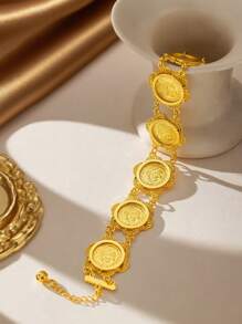 1 pièce Bracelet en pièce de monnaie turque plaqué or, bracelet de mariée kurde, bijou de femme pour mariage et festival du Moyen-Orient arabe