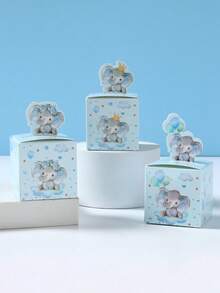 24pcs Blue Elephant Theme Baby Shower Party Favor Boxes/Candy Boxes, Cute Blue Elephant Pattern Gender Reveal Party Gift Boxes, Baby Shower Party Favors Packaging, Gender Reveal Party Table Decor Candy Boxes, 1st Birthday Gift Boxes, Baby Shower Party Gifts, Baby Shower Decorations, Gender Reveal Party Table Centerpieces, Gender Reveal Party Decorations, Birthday Party Photo Props - Blue Elephant - View 3