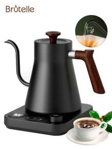 1200W Temperature Sensing Electric Gooseneck Kettle, Stainless Steel Coffee Pot, 900ml Capacity, Automatic Shut-Off, One-Touch Keep Warm, Black, Home Kitchen Coffee Corner - EU E Type Plug(220-240V) - View 8