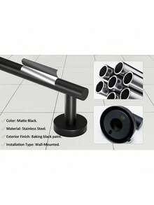 一套5件哑光浴室五金套装，304不锈钢圆形壁挂式 - 包括16英寸毛巾杆、卫生纸架、3个浴袍毛巾挂钩、浴室配件套装、卫生纸架、浴室配件套装、浴室配件、浴室套装 - 彩色 - 查看 9