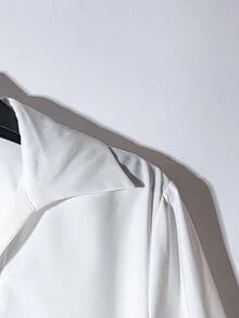 女士白色长袖腰系带围巾衬衫，优雅通勤及外出穿着，春夏款 - 白色 - 查看 5