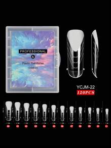 120片装假指甲尖头快速延长贴片，可重复使用，凝胶指甲模具带刻度，UV凝胶指甲油模具，雕塑全覆盖式按压式指甲，适用于女性和女孩的美甲用品工具 BL05，美甲用品，美甲工具，美甲艺术工具，返校季，指甲，按压式指甲工具