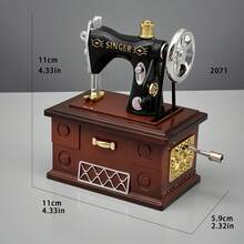 Hộp nhạc máy khâu để bàn trang trí Giáng sinh thanh lịch - Quay tay cầm phát nhạc - Hộp nhạc máy khâu để bàn quay tay - Xem 3