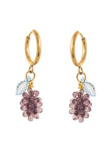 1对夏季时尚水果系列不锈钢精致耳环，樱桃、葡萄、苹果、西瓜、橙子造型，18K镀金，抗氧化，适合妻子和母亲日常佩戴。女士首饰。 - 彩色 - 查看 10