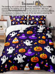 2/3pcs Multi-Color Synthetic Fiber Halloween Pumpkin & Ghost Eye Print Set - Multicolor - View 4