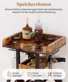 Yorbay Weinregal freistehend 15 Flaschen, Flaschenregal mit Glashaltern, Dekorativer Flaschenhalter-Ständer für Küche, Bar, Esszimmer, Boden - Schwarz - Übersicht 7