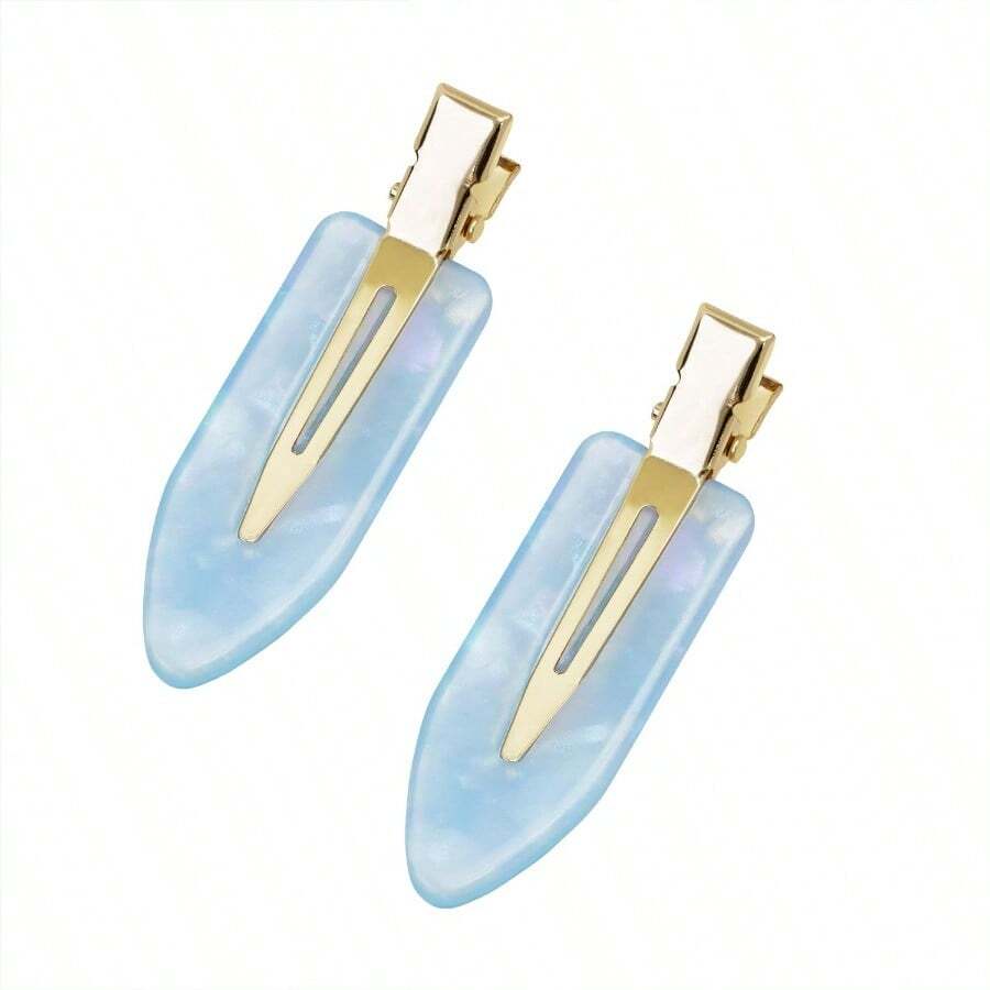 QY 2.36" Creaseless Hair Clips No Bend Resin Styling Duckbill Hair Barrettes No Crease Flat Clip For Women Hairstyle Bangs Waves Makeup Stylish Hairs Accessories 2PCS Blue  1613 - 藍色 - 查看 1