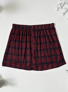 4pcs/Set Men's Plaid Print Airy Shorts, Casual Loose Elastic Waist Pajama Pants, Comfortable Multi-Color Set