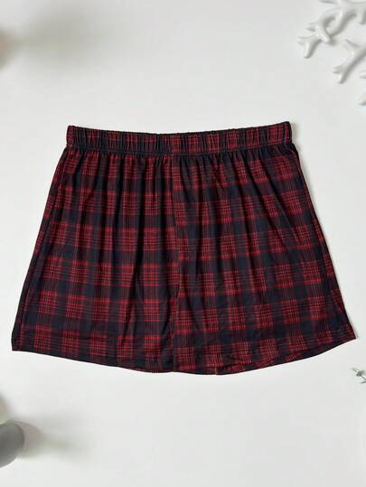 4pcs/Pack Men's Plaid Print Pattern Shorts Casual Boxer Briefs Loose Elastic Pajama Pants Comfortable Elastic Waistband Multi-Color Combination Set No Fly
