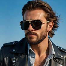 1 Pair Men's Plus Size Metal Square Frame Vintage Casual Decorative Fashion Fashion Glasses, Suitable For Outdoor Wear - Black - View 2