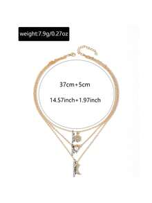 Colar de Diamantes Simples em Peça Única, Gargantilha Retrô em Camadas com Estrelas e Lua, Senso de Design Francês, Corrente Elegante para a Clavícula. Pode ser dado como presente de aniversário para familiares e amigos, presente do Dia dos Namorados e é adequado para uso diário.