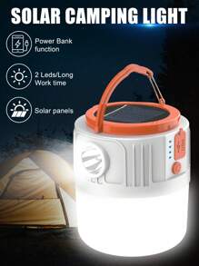 1pc/2pcs Solar Led Camping Light,Solar Powered Portable Rechargeable Camping Lanterns, Outdoor Lighting Lamp With Mobile Phone Charging Function,Multi-Functional Emergency Lamp - Phone Charger Handled LED Tent Light