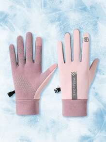1 Pair Pink Waterproof, Windproof, Anti-Slip Touchscreen Warm Gloves, Suitable For Outdoor Activities Like Cycling, Driving, Skiing In Autumn - Pink - View 4