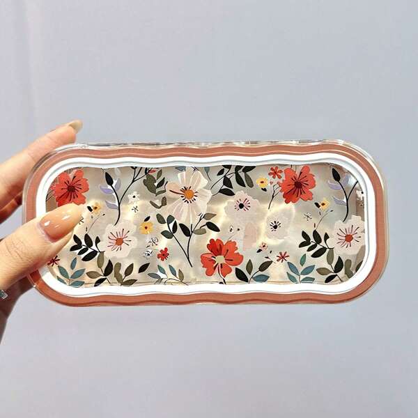 Pełnoekranowe kwiaty, bardzo atrakcyjne etui na okulary, przezroczyste, przenośne, antypoślizgowe, przenośne, okulary dla krótkowidzów, etui na okulary w stylu retro, modne przechowywanie okularów, męskie i damskie, impreza z okazji ujawnienia płci, idealne na urodziny, wesela, imprezy, idealny prezent dla współpracowników, przyjaciół i rodziny, powrót do szkoły