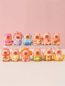 1/3pcs -Capybara Party Gifts, Cute Animal Ornaments, Class Rewards, Gift Basket Fillers, Perfect Holiday Gifts, Durable Rubber, Unique Animal Ornaments, Great For Party Gifts And Holiday Gifts, Birthdays, Valentine's Day, Parties Great For Party Favors And Holiday Gifts Halloween Christmas Party Gifts - Small Capibara - View 4