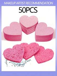 50 pièces/5 pièces/10 pièces/20 pièces Nouvelles éponges de lavage du visage compressées en forme de cœur, tampons de démaquillage et de nettoyage