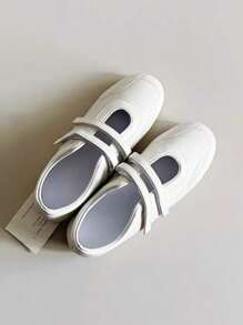 新款春秋英伦风时尚低帮芭蕾平底系带休闲玛丽珍鞋【尺码偏小，请根据尺码表订购】 - 白色 - 查看 3