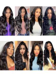 Tóc giả kẹp dài 20-30 inch gợn sóng, 7 chiếc/bộ tóc giả dày có kẹp vô hình, tóc giả sợi tổng hợp mềm, màu đen, dành cho phụ nữ - màu đen - Xem 8