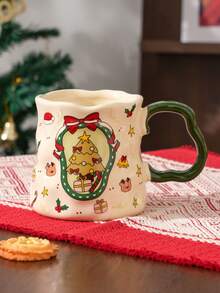 1 Piece, Christmas Theme, Ceramic Mug, Large Capacity Of 330ml, Suitable For Gifting To Friends, Lovers And Parents, Portable, Machine-Washable, High-Quality, Ceramic Craftsmanship, Reusable - Multicolor - View 13