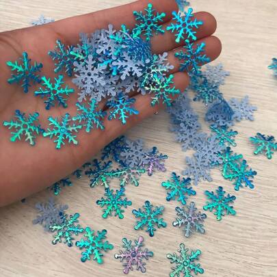 300 piezas/bolsa Confeti de copos de nieve de 2 cm de Navidad, confeti azul de copos de nieve Frozen, confeti de invierno para decoración de fiesta de cumpleaños, suministros de fiesta de Navidad